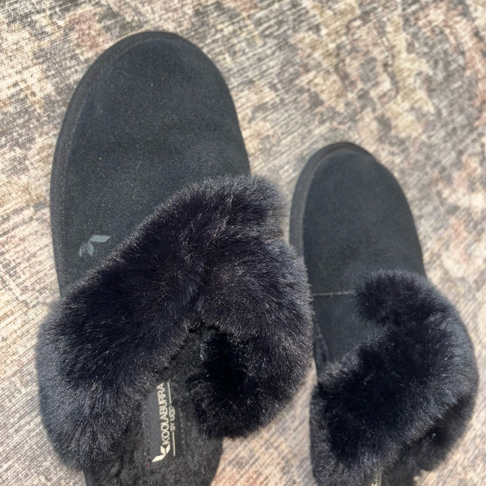 NWOT Koolaburra by Ugg Black Fur Slippers - Picture 2 of 4